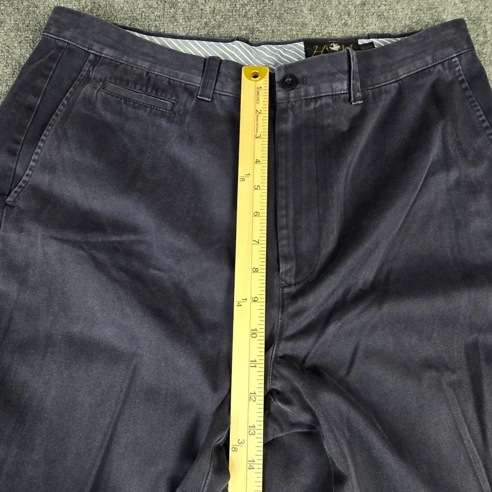 Hart Schaffner Marx Mens 36x30 Navy Blue Pima Cotton Flat Front Chino Pants